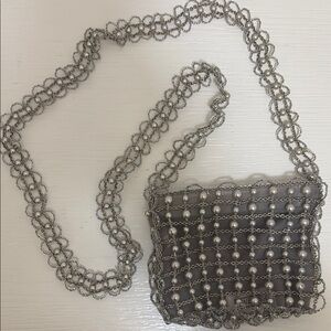 Vanessa Silver Beaded Evening Bag